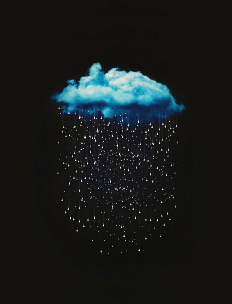 Rain , art, bonito, cloud, rain, rain cloud, star, HD phone wallpaper