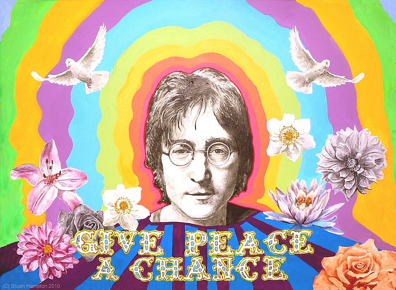 John Lennon by Stuart Hampton, beatles, musician, peace, john, lennon, HD wallpaper