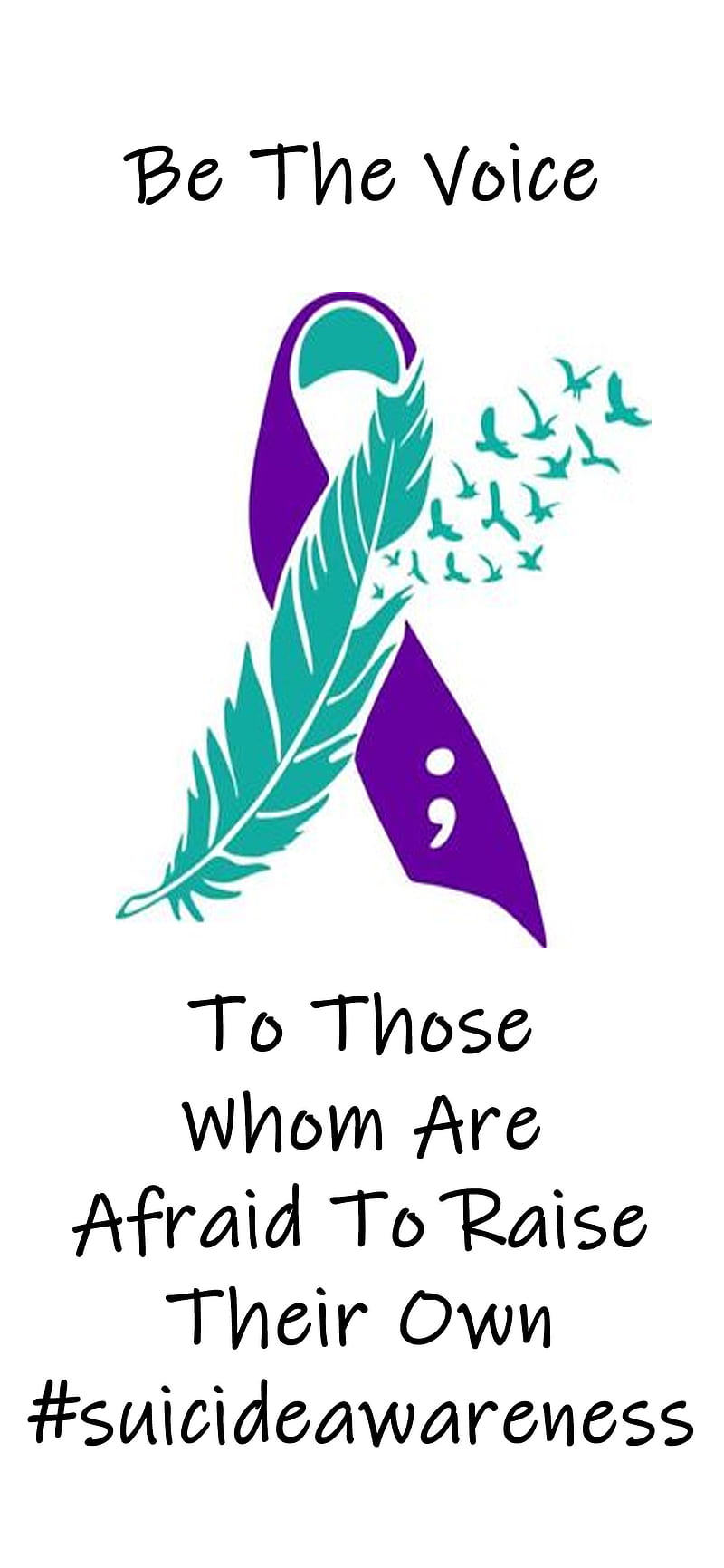 Suicide Awareness, birds, feather, hashtag, hashtags, prevention, purple, ribbon, sayings, teal, HD phone wallpaper
