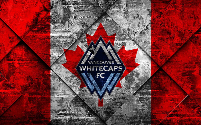 Vancouver Whitecaps FC Canadian soccer club, grunge art, grunge texture, Canadian flag, MLS, Vancouver, British Columbia, Canada, USA, Major League Soccer, football, HD wallpaper