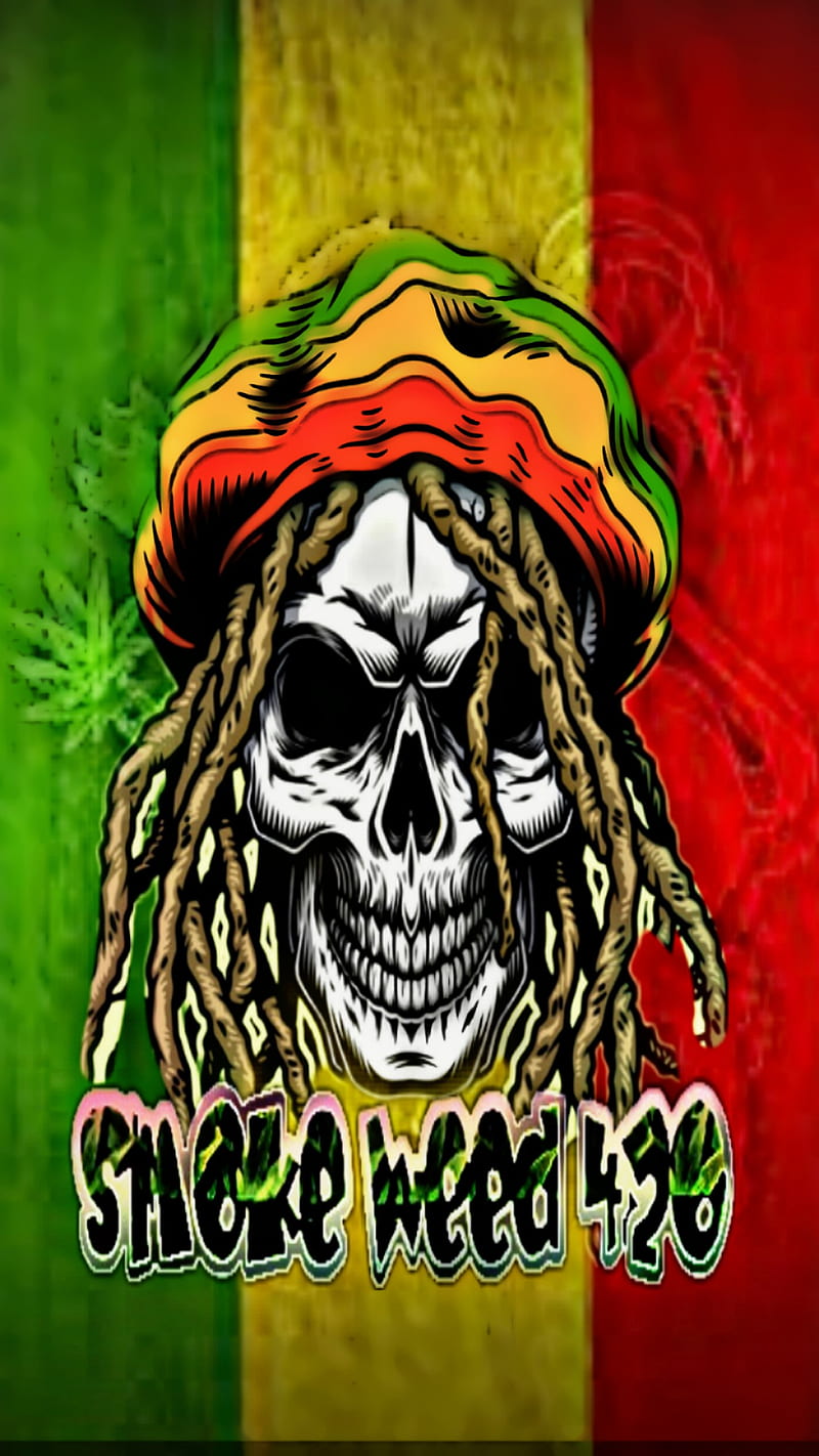 Rasta Skull, chronic, marijuana, HD phone wallpaper