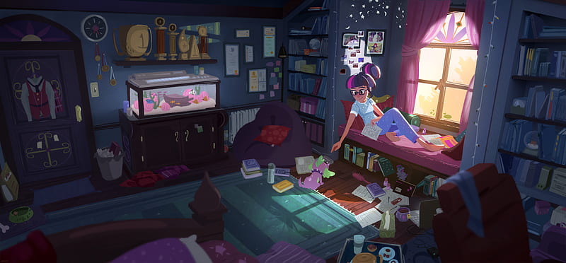 My Little Pony, My Little Pony: Equestria Girls, Sci-Twi (My Little Pony) , Spike (My Little Pony) , Bedroom, HD wallpaper
