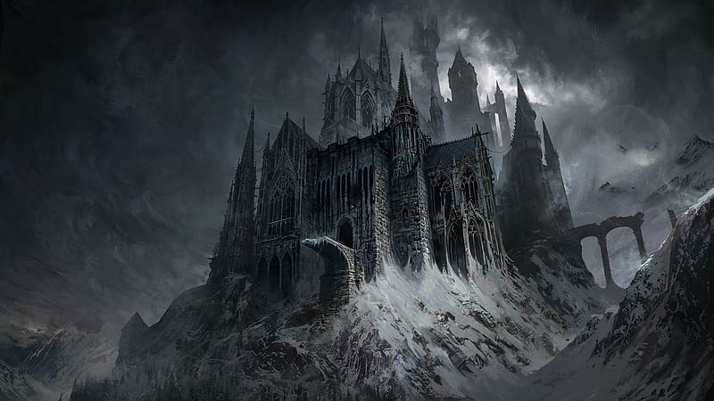 Dark Castle, Building, Castle, Fantasy, dark, HD wallpaper