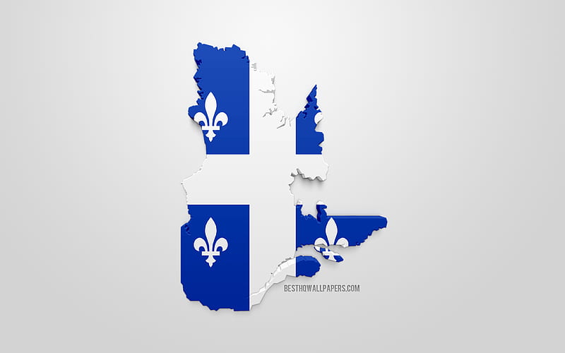 Quebec map silhouette, 3d flag of Quebec, province of Canada, 3d art, Quebec 3d flag, Canada, North America, Quebec, geography, Quebec 3d silhouette, HD wallpaper