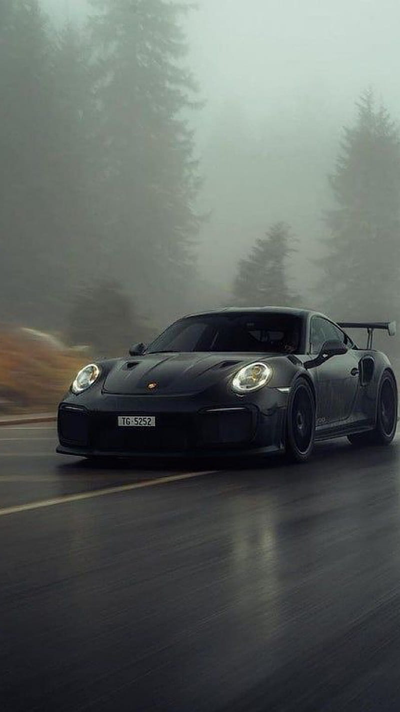 Porsche 911 GTR, Cars, automotive lighting, Fall, Black, Vehicles, HD phone wallpaper