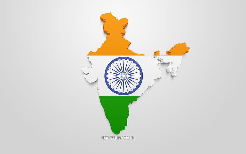 3d flag of India, map silhouette of India, 3d art, Indian flag, Asia, India,  HD wallpaper | Peakpx