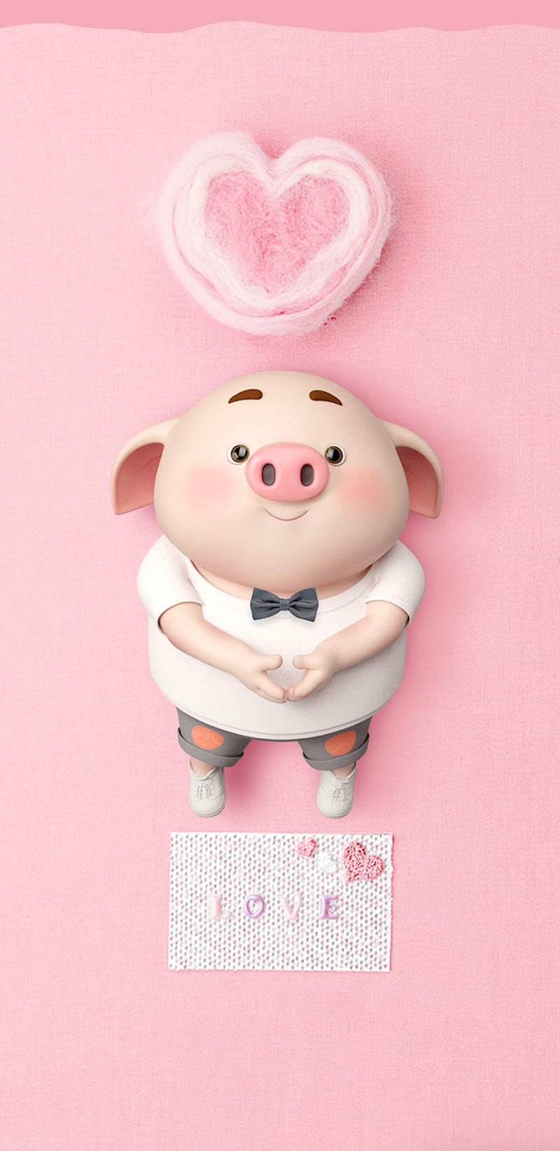 CuteLittlePiggy, cute, pig, piggy, pink, heart, HD phone wallpaper