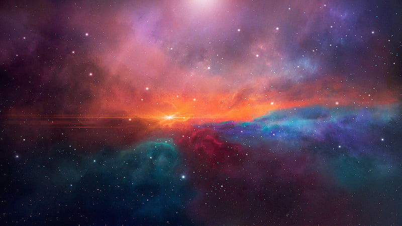 Space Sunset, space, sunset, digital-universe, artist, artwork, digital-art, HD wallpaper