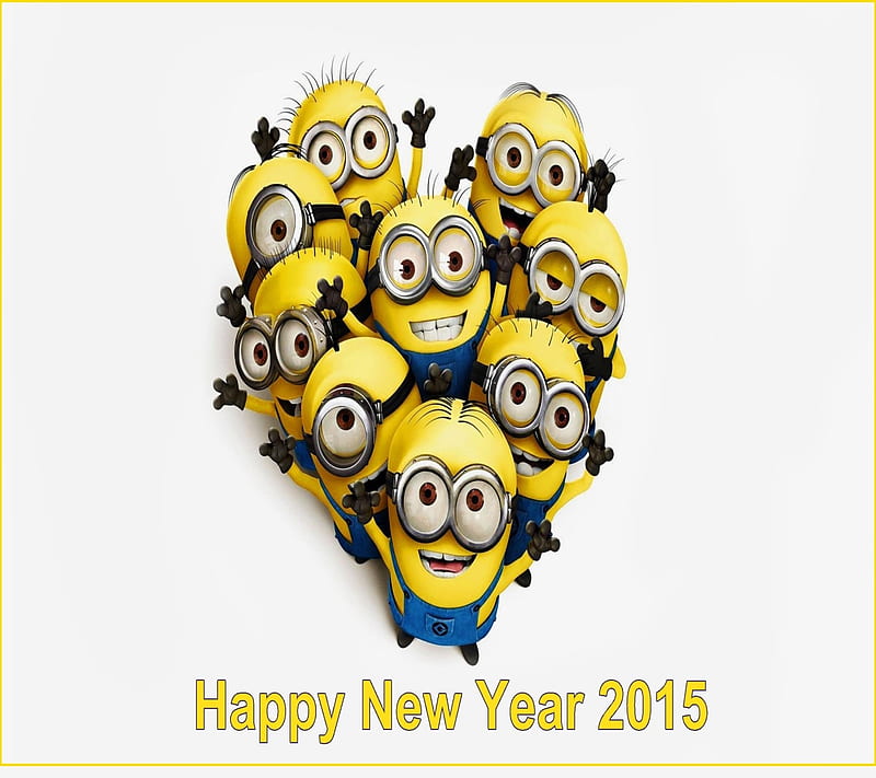 2015, christmas, firework, gold, happy, minion, new, new year, year, HD wallpaper