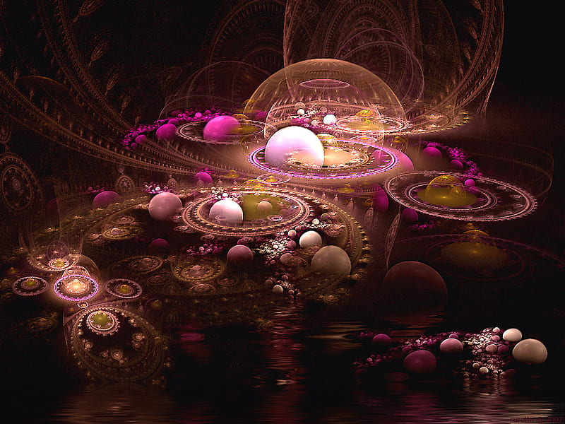 Alien Structures Coliseum, dome, discs, pink, fractal, HD wallpaper