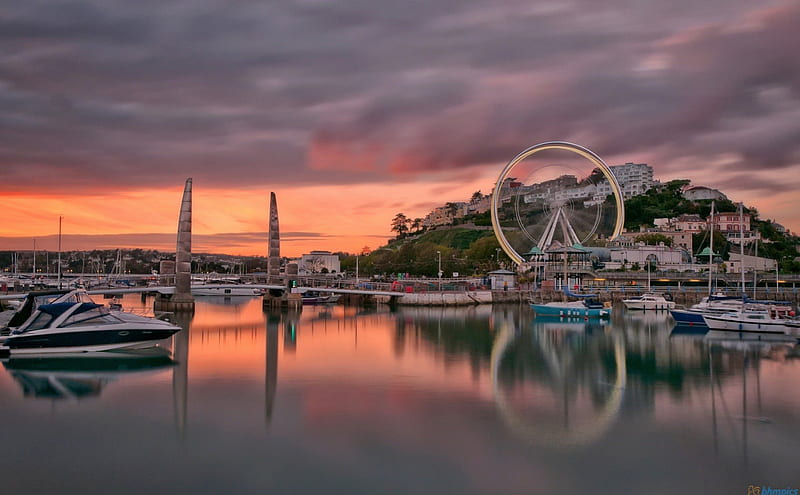 Torquay Dusk, sunsets, cityscapes, dusk, nature, sky, HD wallpaper