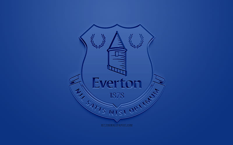 Everton FC, creative 3D logo, blue background, 3d emblem, English football club, Premier League, Liverpool, Merseyside, England, 3d art, football, stylish 3d logo, HD wallpaper