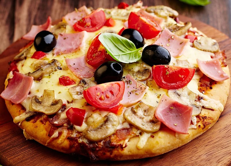 Food, Pizza, Cheese, Mushroom, Tomato, HD wallpaper