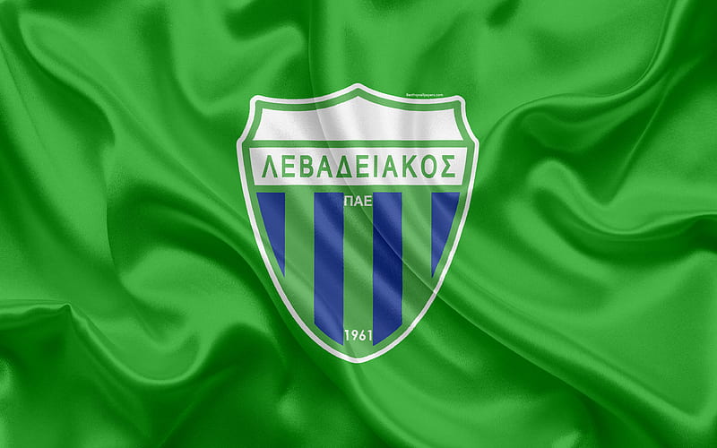 Levadiakos FC Greek football club, emblem, Levadiakos logo, Super League, championship, football, Levadia, Greece, silk texture, flag, HD wallpaper