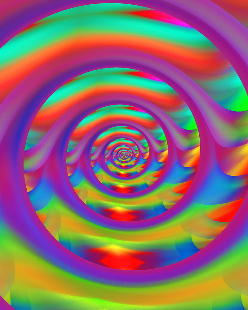 Seeing eye, illusion, spiral, rainbow, colorful, fractal, round, pattern, tunnel, backgrounds, HD phone wallpaper