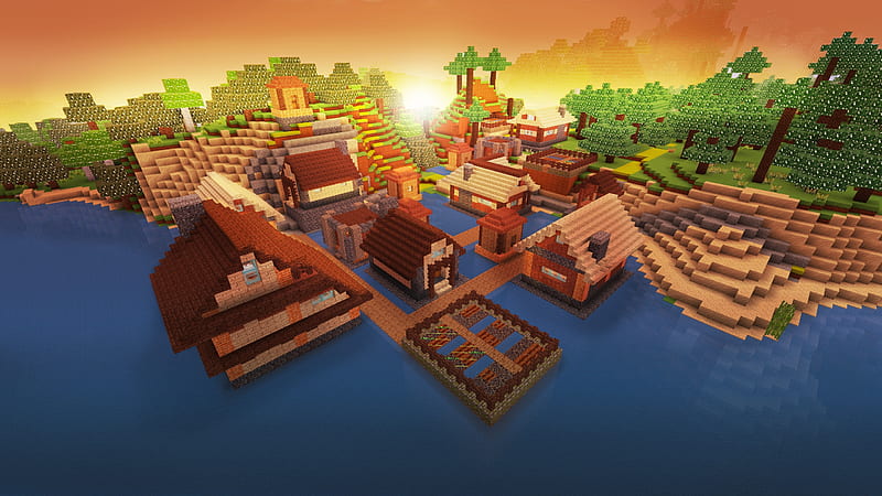 Perfect Cozy Village in Realmcraft Minecraft Style Game, open world game, gaming, playgames, realmcraft, pixel games, mobile games, sandbox, minecraft, games action, game, minecrafters, pixel art, art, 3d building games, fun, pixel, adventure, building, 3d, minecraft, HD wallpaper