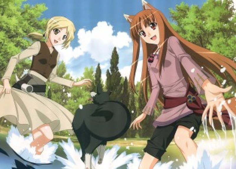 Come on....,let$ go..!!, blond, neko, anime, Spice and Wolf, dog, HD wallpaper