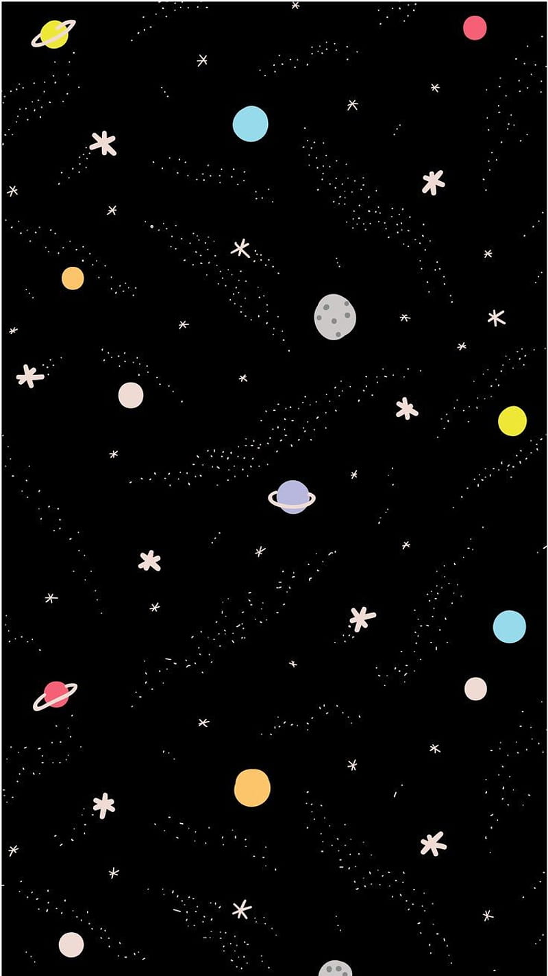 Little space, space, kawaii, tiny, cute, pretty, planets, universe, HD phone wallpaper