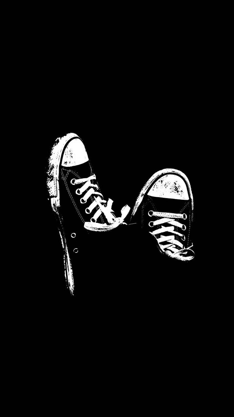 Dark, 3d, alone, amoled, black, converse, sad, HD phone wallpaper