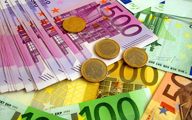 euro, banknotes, money background, euro coins, finance concepts, 100 euro, 500 euro, HD wallpaper