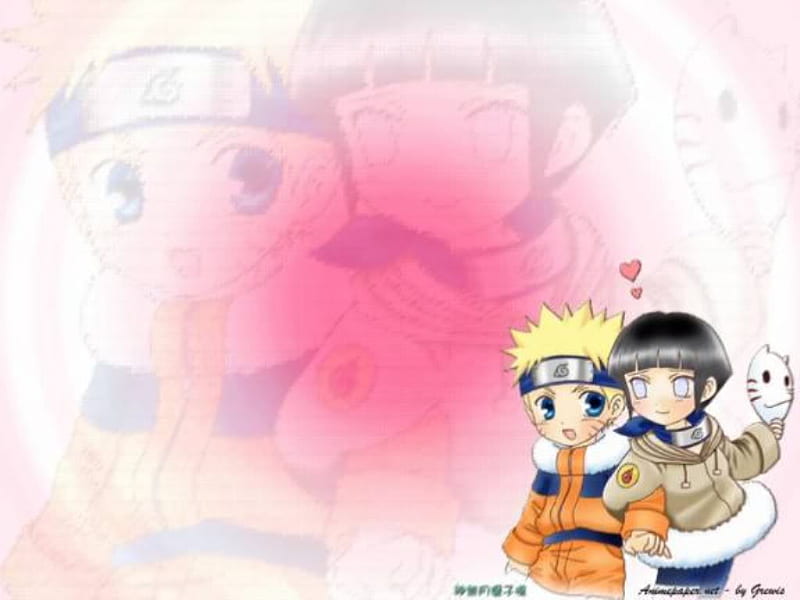 Naruto and Hinata, cute, kawaii, naruto, hinata, naruhina, HD wallpaper