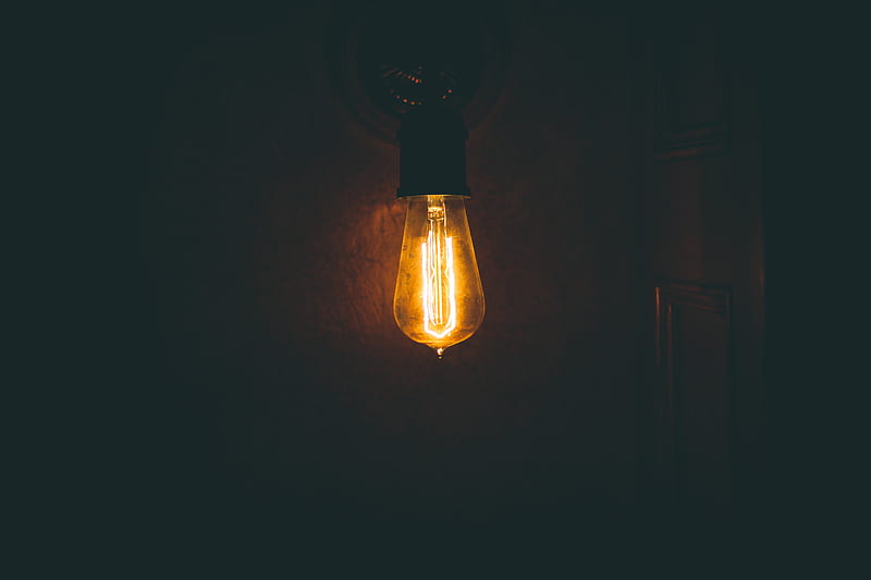 lamp, glow, wall, dark, HD wallpaper