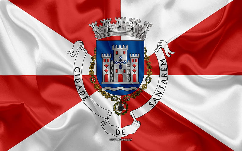 Flag of Santarem District silk flag, silk texture, Santarem District, Portugal, Santarem flag, region of Portugal, HD wallpaper