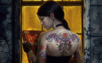 beautiful women with tattoos wallpaper