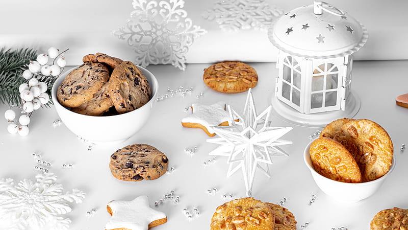 Christmas Cookie Lantern Snowflake In White Background Snowflake, HD wallpaper