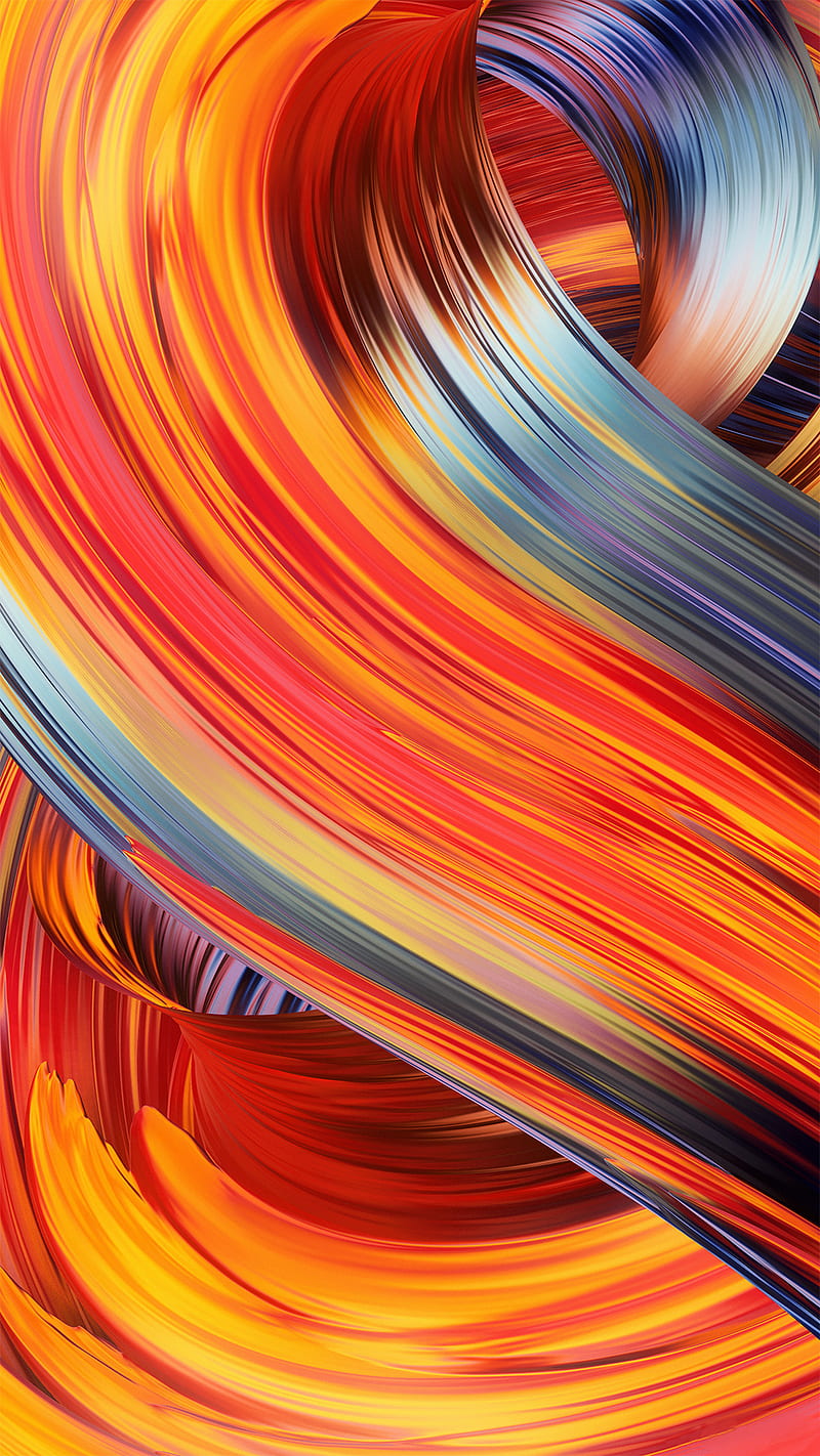 Mi Mix 2, abstract, colorful, colors, default, miui, orange, red, redmi, stoche, xiaomi, yellow, HD phone wallpaper