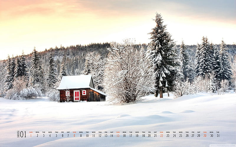 Winter-January 2012 calendar themes, HD wallpaper