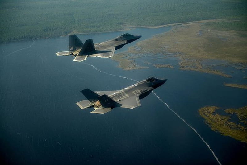 F-22 & F-35, lightning, f35, f 22 and f 35, raptor, f22 and f35, f22, HD wallpaper