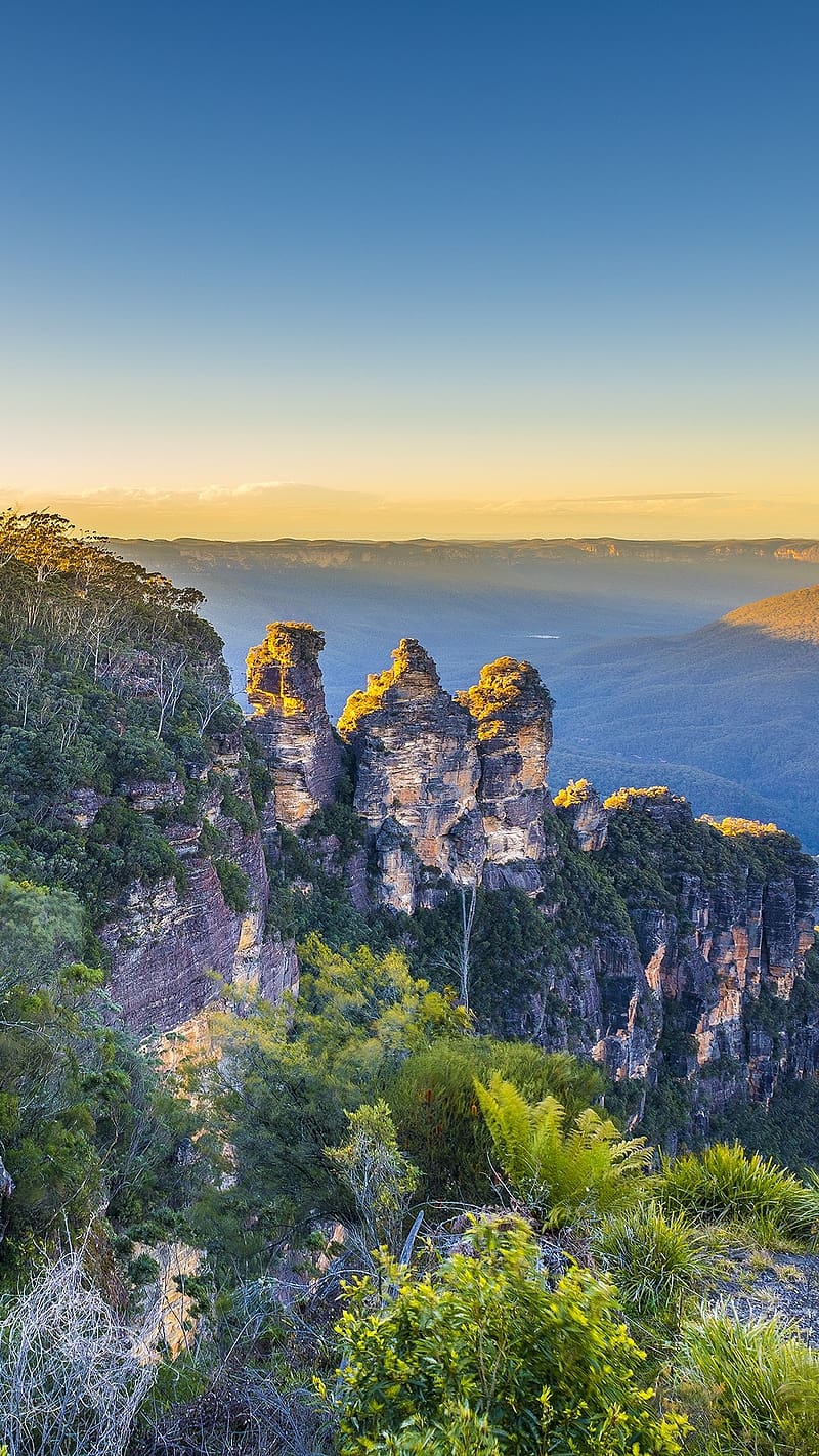 Three Sisters, Blue Mountains, mountains, HD phone wallpaper