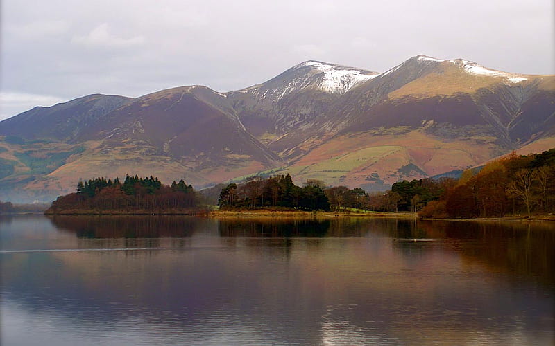 The Mountains of Derwent, water, mountains, peaceful, nature, lake, winter, HD wallpaper