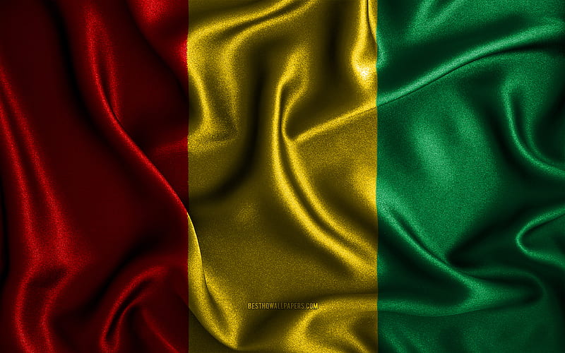 Guinean flag silk wavy flags, African countries, national symbols, Flag of Guinea, fabric flags, Guinea flag, 3D art, Guinea, Africa, Guinea 3D flag, HD wallpaper
