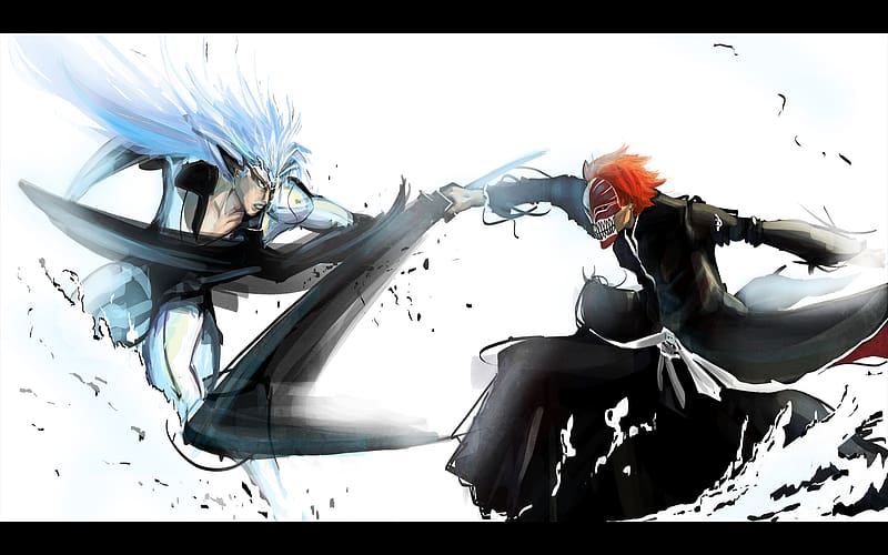 Anime Bleach Ichigo Kurosaki Grimmjow Jaegerjaquez Hd Wallpaper