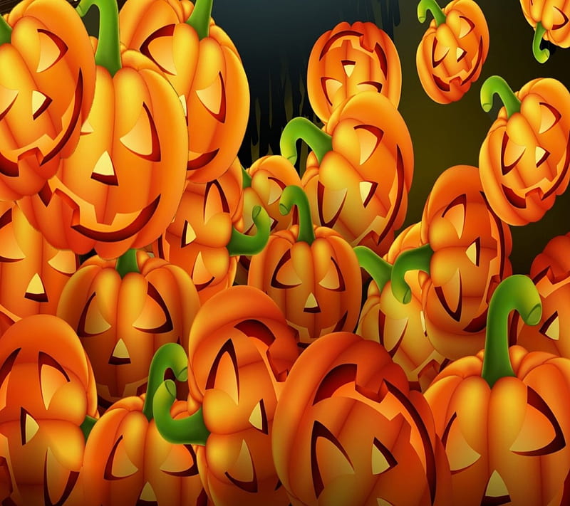 Halloween Pumpkins, lanterns, orange, black, collage, abstract, cute, beautful, seasonal, green, beauty, Hallowen, pumpkins, HD wallpaper
