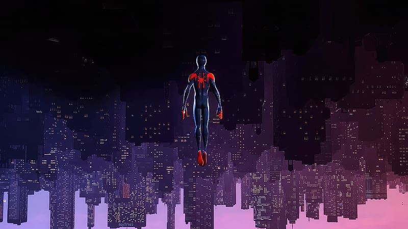 Miles Morales Upside Down , spiderman, superheroes, artwork, digital-art, HD wallpaper