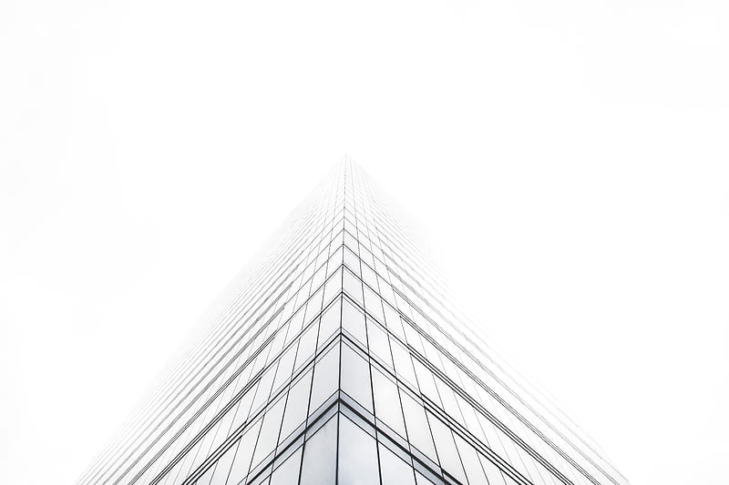 bottom view of glass building, HD wallpaper