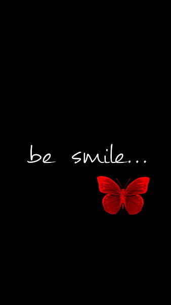 Be smile, beterfly, black, black red, faces, happiness, happy, look screen, single, smiles, HD phone wallpaper