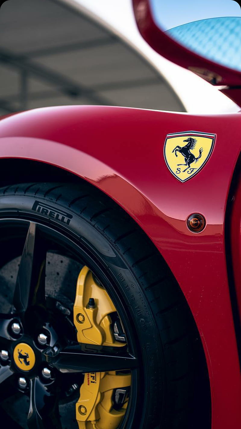 Ferrari close ups, red, car, new, supercar, sports, black, 488, HD phone wallpaper