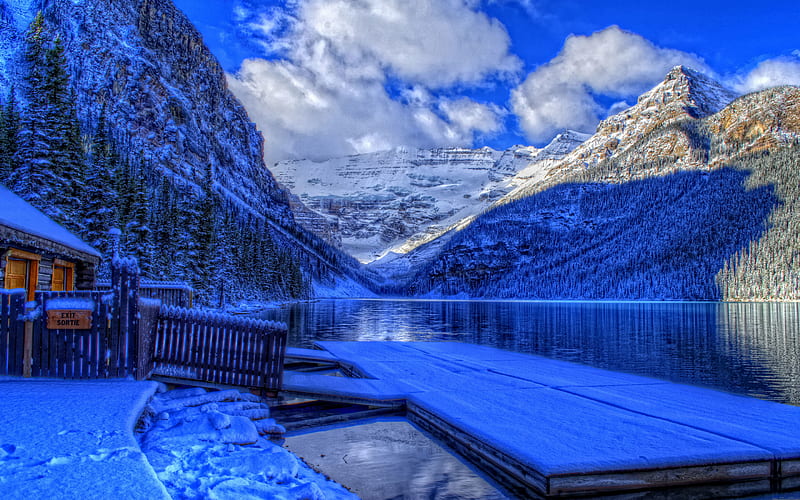 Banff National Park, winter, Canadian landmarks, R, Alberta, Canadian Rockies, Canada, beautiful nature, HD wallpaper
