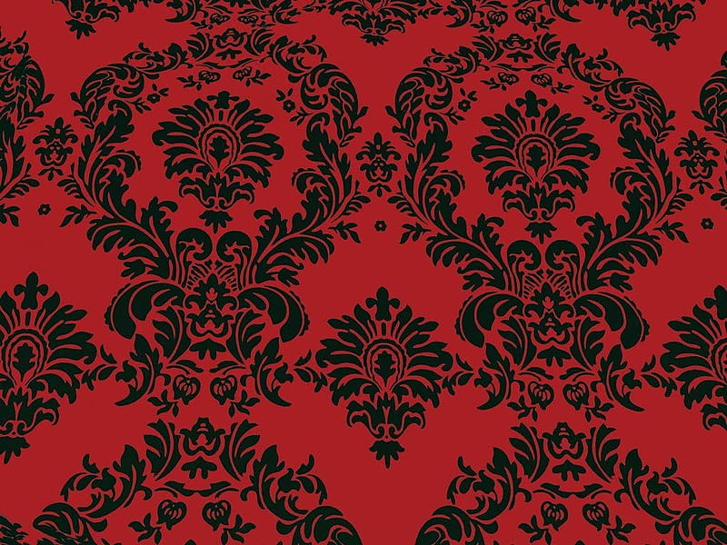 Taffeta Flocking Damask Dark Red 58 Inch Wide Fabric by The Yard from The Fabric Exchange, Red and Black Damask, HD wallpaper