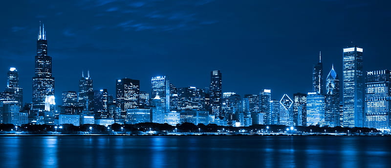 Chicago Skyline at Night Lights Cityscapes Nights Nature HD wallpaper   Peakpx