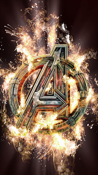 Avengers Logo Flame, avengers, avengers assemble, fire, flame, logo, marvel, HD mobile wallpaper