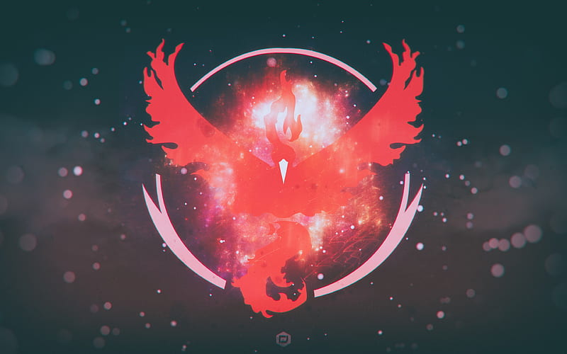 Pokemon Go red bird, emblem, logo, HD wallpaper