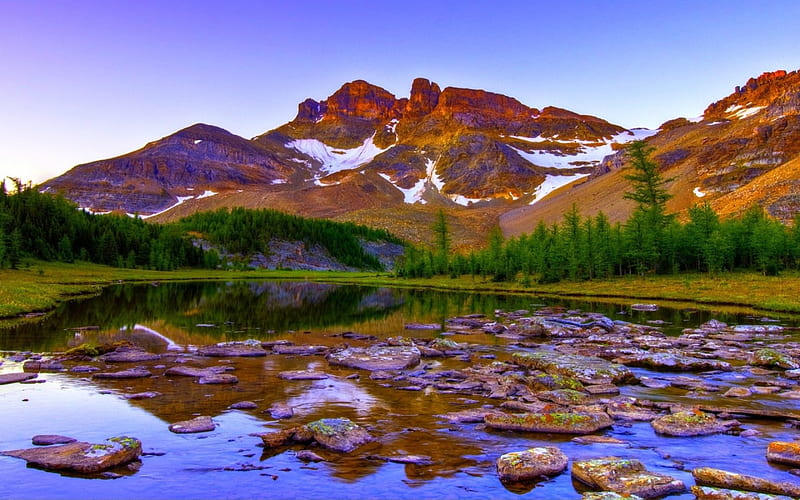 *** Lake in the foothills of mountains ***, zarosla, gory, jezioro, nature, HD wallpaper