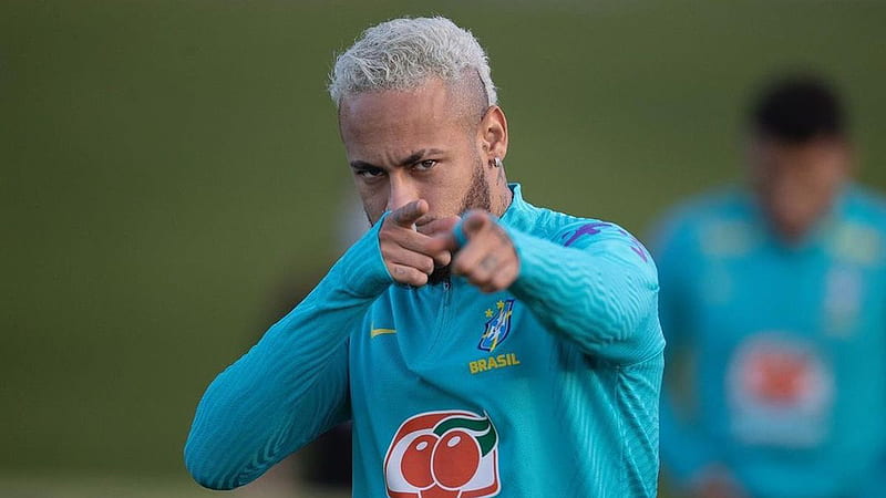 White Hair Neymar da Silva Santos Junior Is Wearing Light Blue Sports Dress Standing In Blur Background Neymar, HD wallpaper
