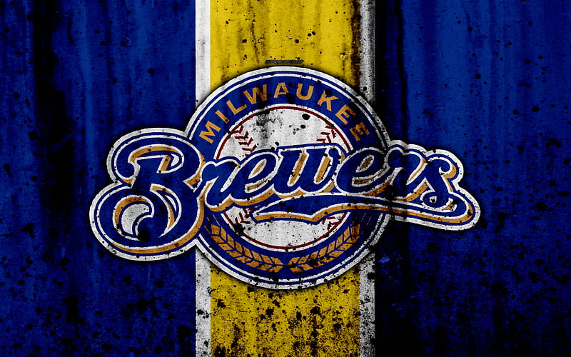 Milwaukee Brewers, grunge, baseball club, MLB, America, USA, Major League Baseball, stone texture, baseball, HD wallpaper