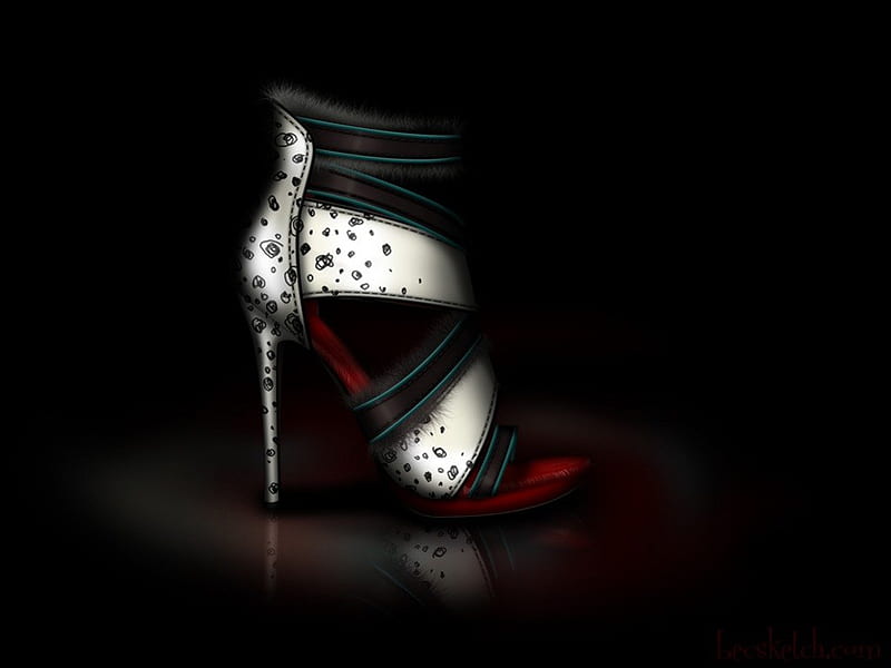 Cruella DeVil shoe, red, black, sexy, cruella devil, shoe, white, disney, HD wallpaper